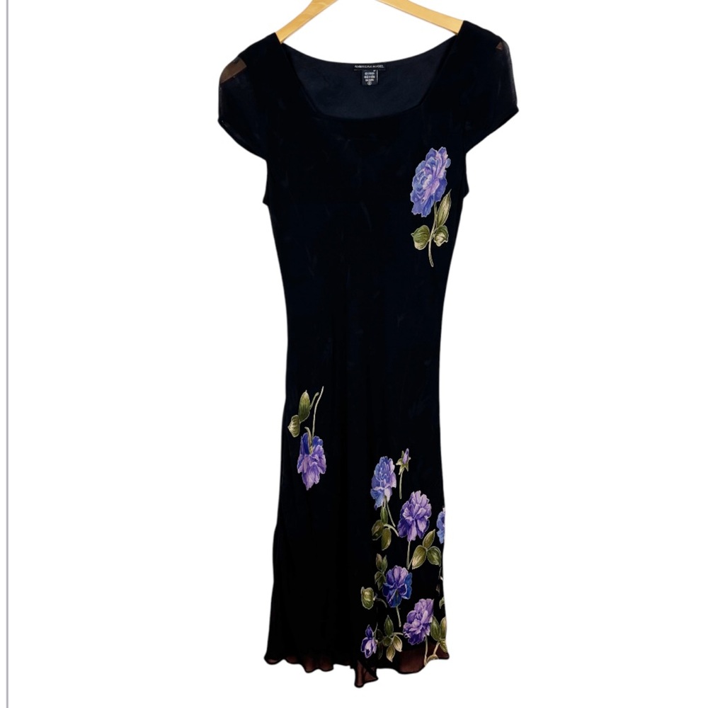 American Angel Dress Size Medium Black Chiffon Floral